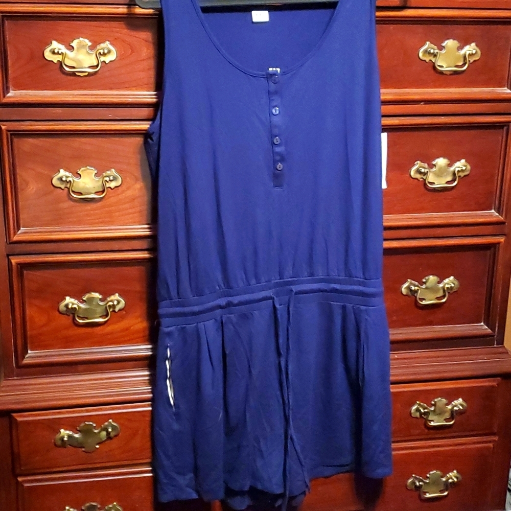 THREE DOTS Navy Blue Romper Size Large Retail $140.